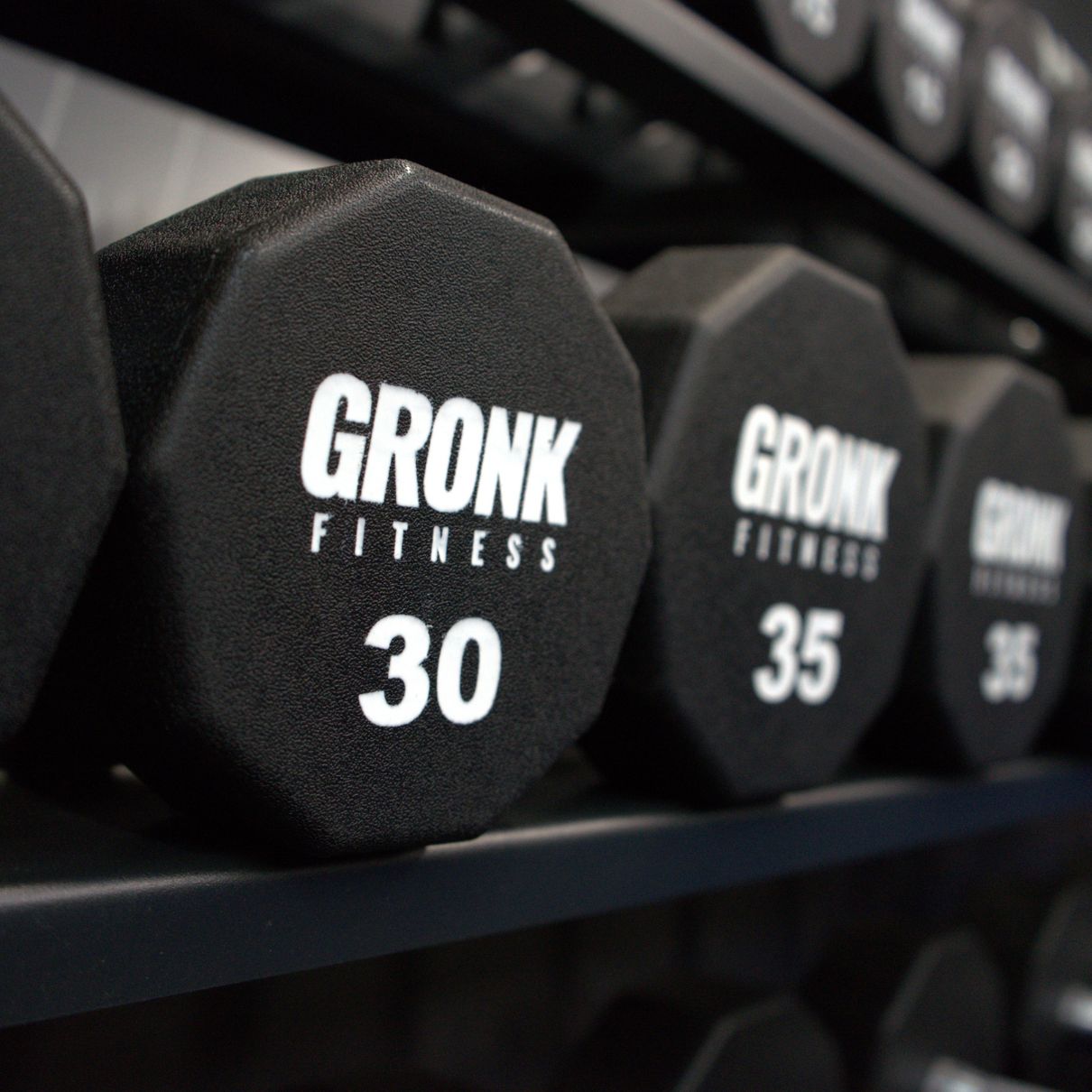 Gronk Fitness 10 sided Urethane Dumbbells (5lb-100lb) Set - Discontinued