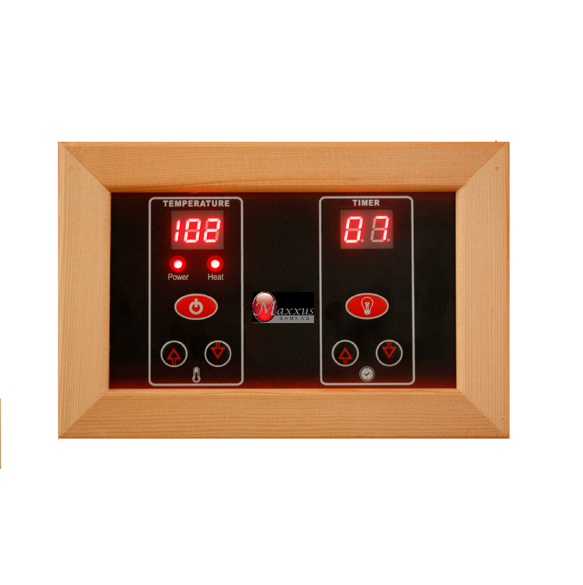 Dual LED control panel showing temperature and timer