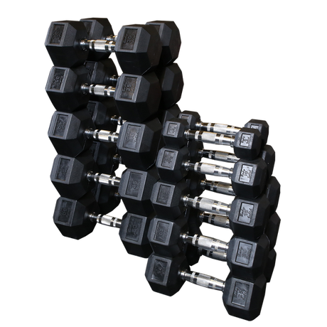 Body-Solid Hex Dumbbell Set with Rack (SDRS550 with 6002-G1)