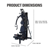 Inspire M3 Multi Gym with product dimensions labeled