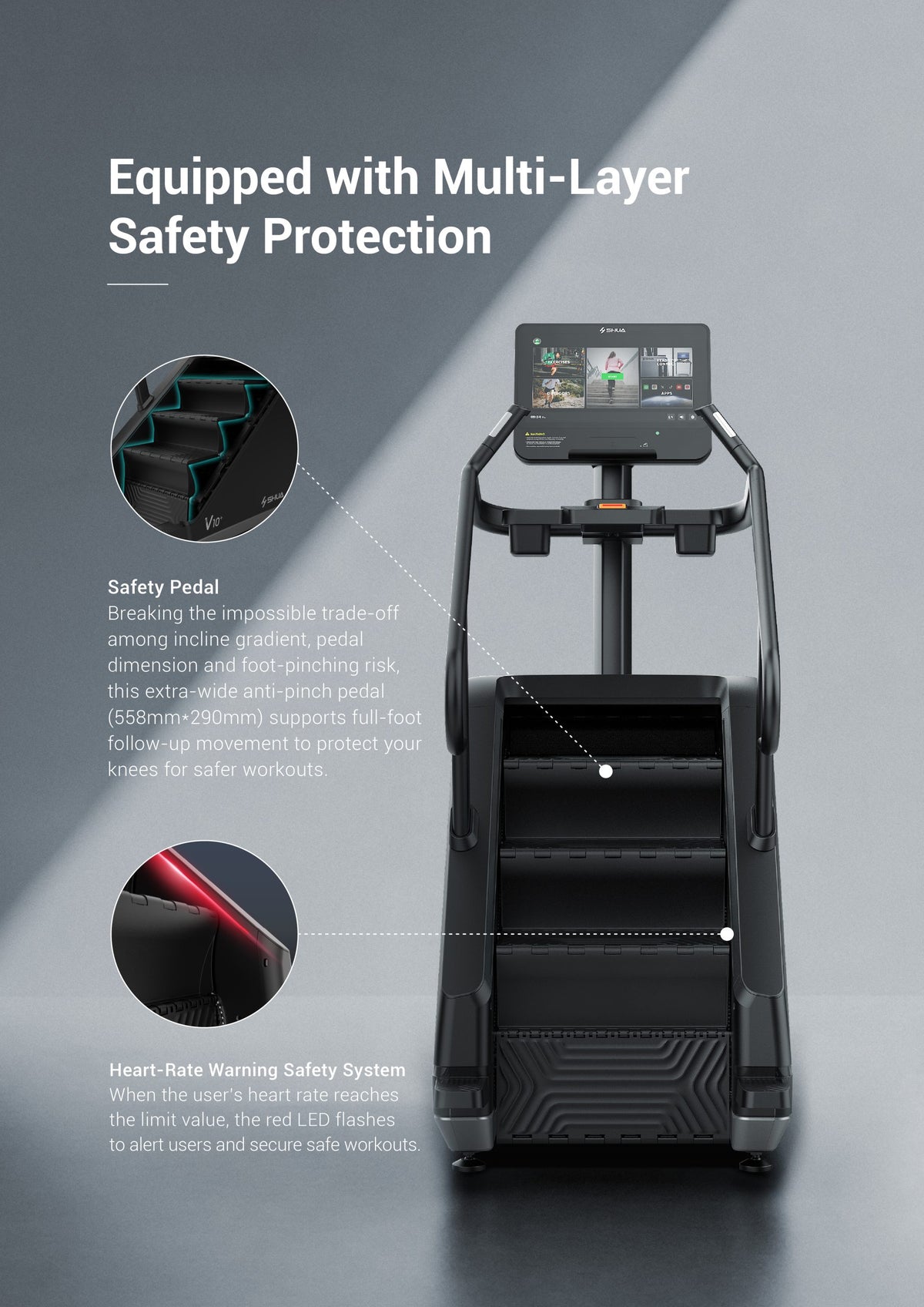 Shua C9100T Stair Climber, 21.5in Touch, studio render 4 of 4