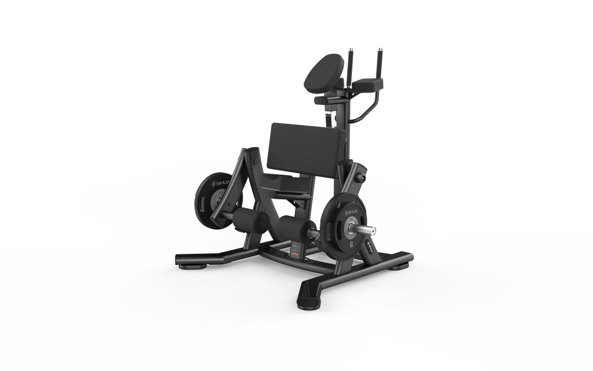 Shua G6909 Iso Kneeling Leg Curl plate loaded machine, studio render 3 of 3