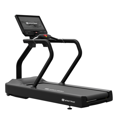 Star Trac 8TR treadmill with 24-inch touch console — 45-degree left view